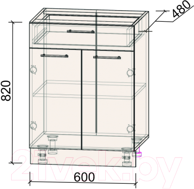 Шкаф-стол кухонный Интерлиния Компо НШ60рш1