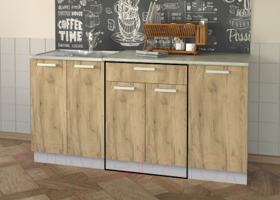 Шкаф-стол кухонный Интерлиния Компо НШ60рш1 (дуб золотой)