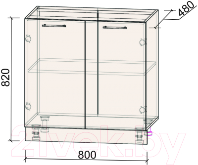Шкаф-стол кухонный Интерлиния Компо НШ80р-2дв