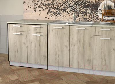 Шкаф-стол кухонный Интерлиния Компо НШ80рш2 (дуб серый)