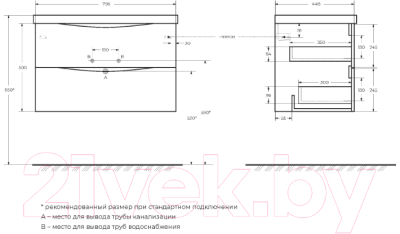 Тумба под умывальник BelBagno MARINO-800-2C-SO-RW-P