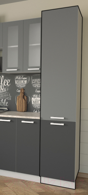 Шкаф-пенал кухонный Интерлиния Компо НШП-№2-2145 (антрацит/серебро)