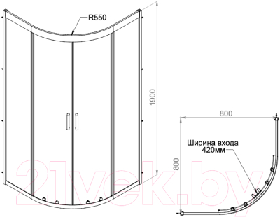 Душевой уголок AM.PM Gem W90G-401-080WT