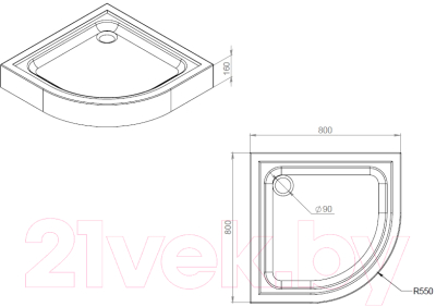 Душевой поддон AM.PM Gem W90T-401-080W
