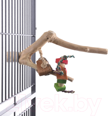 Жердочка для птиц Happy Bird Ветвь кофейная с игрушками, S / H71053 - фото