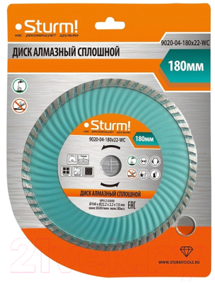 Отрезной диск алмазный Sturm! 9020-04-180x22-WC - фото
