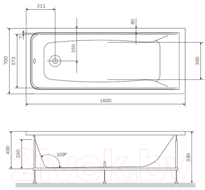 Каркас AM.PM Gem W90A-160-070W-R