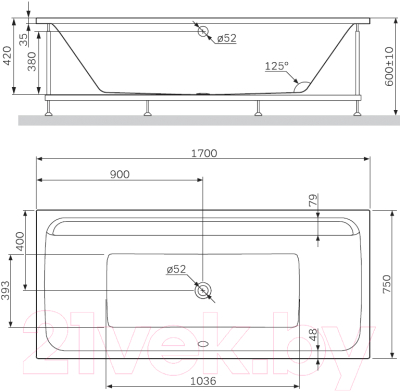 Ванна акриловая AM.PM Inspire 2.0 W52A-170-075W-A