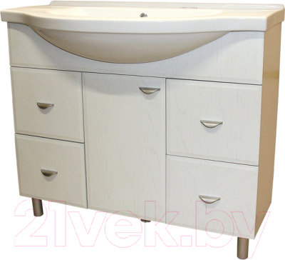 Тумба с умывальником СанитаМебель Лотос 601.1000 + 1WH110255 - фото