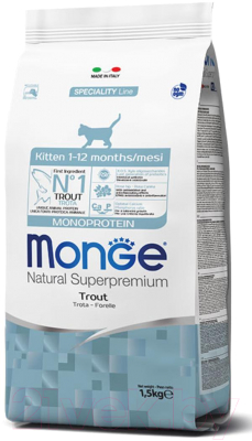 Сухой корм для кошек Monge Monoprotein Kitten Trout - фото