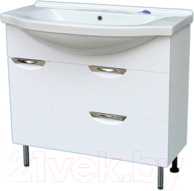 Тумба с умывальником СанитаМебель Эмили-601.900 + Эльбрус 90 - фото
