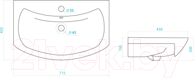 Тумба с умывальником СанитаМебель Лотос 601.700 + Балтика 70