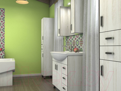 Шкаф-пенал для ванной Какса-А Винтер / 458396 (с 2 ящиками)