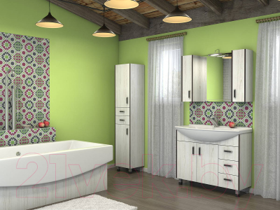 Шкаф-пенал для ванной Какса-А Винтер / 458396 (с 2 ящиками)