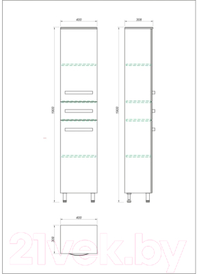 Шкаф-пенал для ванной Какса-А Квадро / 458355 (с ящиком)