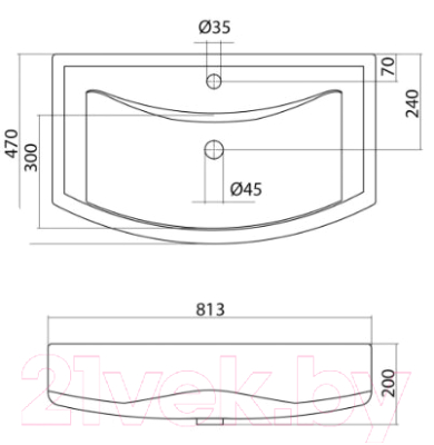 Тумба с умывальником СанитаМебель Камелия-67.51к Д3 + Балтика 80