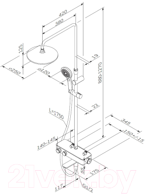 Душевая система со смесителем AM.PM Inspire F0750A500