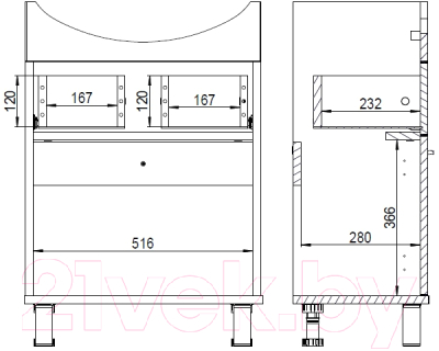 Тумба с умывальником СанитаМебель Прованс 601.600 + Балтика 60