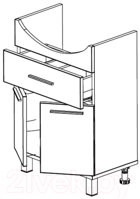 Тумба с умывальником СанитаМебель Прованс 601.600 + Балтика 60