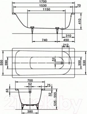 Ванна стальная Kaldewei Saniform Plus 363-1 170x70 / 111800010001