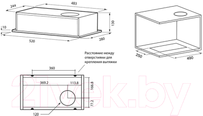 Вытяжка скрытая Krona Selina 600 PB