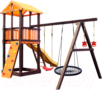 Игровой комплекс Perfetto Sport Pitigliano 4 + качели Паутина - фото