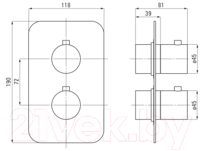 Внешняя часть смесителя скрытого монтажа Deante Box BXY 0EBT