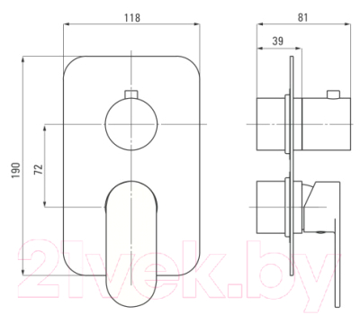 Внешняя часть смесителя скрытого монтажа Deante Alpinia BXY 0GAM