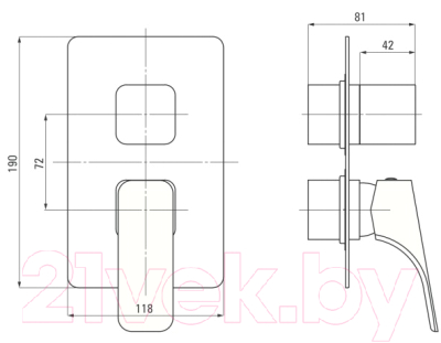 Внешняя часть смесителя скрытого монтажа Deante Box BXY NQHM