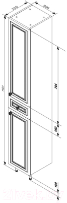 Шкаф-пенал для ванной RedBlu by Damixa Palace One / M41CSR0303WG