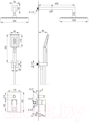 Душевая система со смесителем Deante Anemon NAC 09MP
