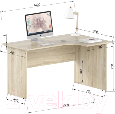 Письменный стол Славянская столица С-1-14П (дуб сонома)