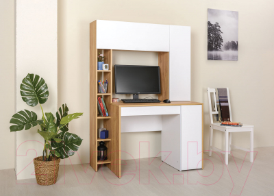 Компьютерный стол Mobi Комфорт 12.71 (дуб золотой craft/белая аляска)