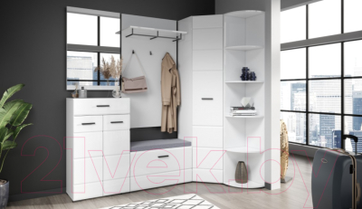 Тумба Империал Йорк 2д1ящ (белый жемчуг/белый глянец)