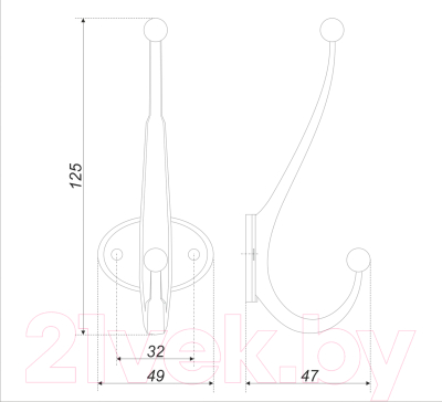 Крючок для одежды Boyard Senor K204.07BAZ.6
