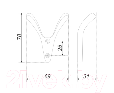Крючок для одежды Boyard Senator K212CP.2