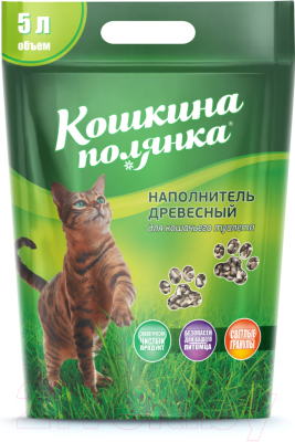 Наполнитель для туалета Кошкина Полянка Древесный / 152 - фото