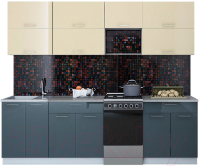 Готовая кухня Интерлиния Мила Gloss 50-25 - фото