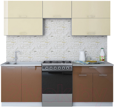 Готовая кухня Интерлиния Мила Gloss 60-22 - фото