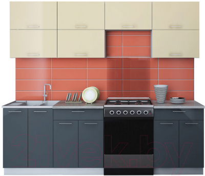 Готовая кухня Интерлиния Мила Gloss 60-24 - фото