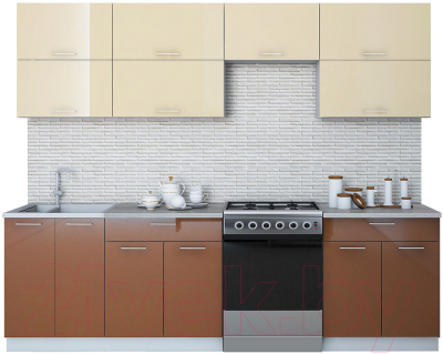 Готовая кухня Интерлиния Мила Gloss 60-26 - фото