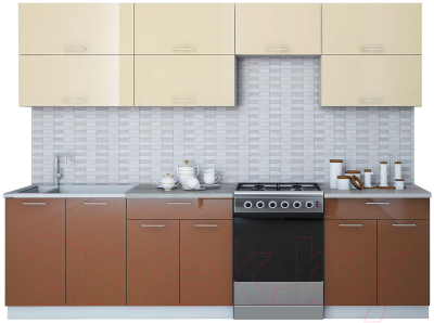 Готовая кухня Интерлиния Мила Gloss 60-28 - фото