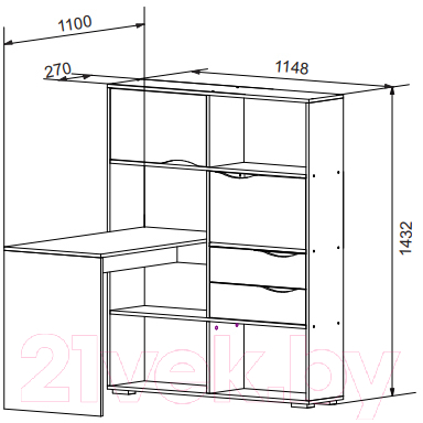 Письменный стол ТриЯ Тип 7 (дуб сонома/графит серый)