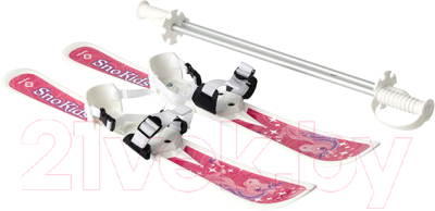 Комплект беговых лыж Hamax Sno Kids Children's Skis With Poles Pink Pony Design / HAM561002 - фото