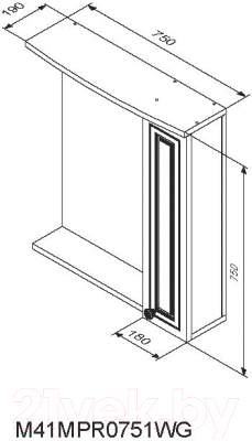 Шкаф с зеркалом для ванной RedBlu by Damixa Palace One M41MPR0751WG