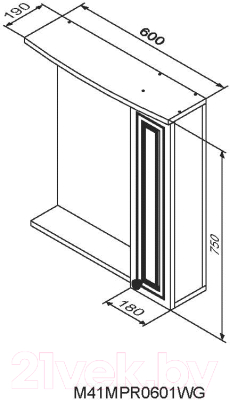 Шкаф с зеркалом для ванной RedBlu by Damixa Palace One M41MPR0601WG
