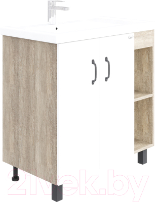 Тумба под умывальник Onika Тимбер 80.10 / 108045 (белый матовый/дуб сонома) - фото