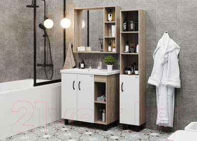 Тумба под умывальник Onika Тимбер 80.10 / 108045 (белый матовый/дуб сонома)