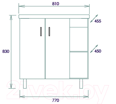 Тумба под умывальник Onika Тимбер 80.10 / 108046 (серый матовый/дуб сонома)