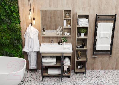 Тумба под умывальник Onika Тимбер 80.10 / 108046 (серый матовый/дуб сонома)